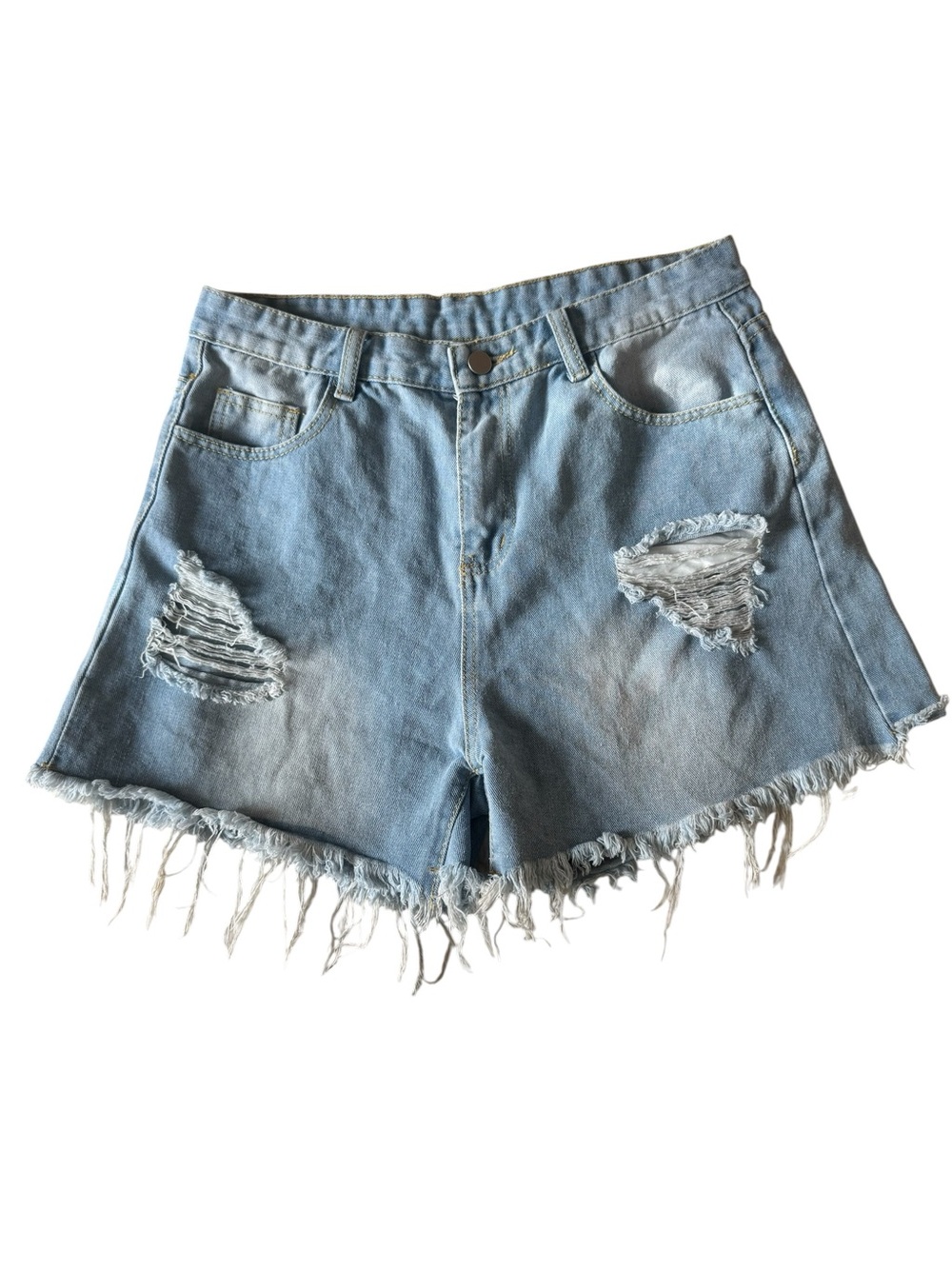 SHEIN Light Blue Distressed Denim Shorts